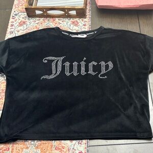 Juicy Couture Black Velour Rhinestone Logo Sweatshirt